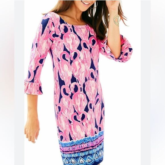 Lilly Pulitzer Sophia Flamingo Ruffle SPF 50 Dress size Small - Picture 1 of 10
